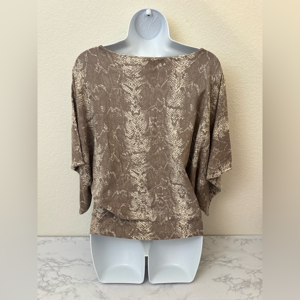 INC International Concepts Blouse Womens XS Long Sleeve Boho Snake Print Top - Picture 3 of 4